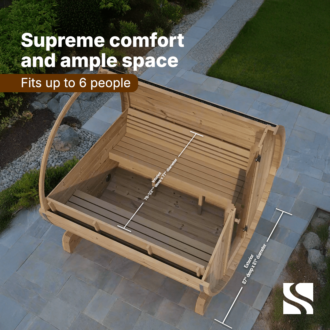 SaunaLife Model E8W 6 Person Sauna Barrel-Window
