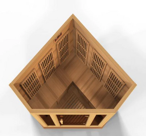 Maxxus 3-Person Corner Near Zero EMF FAR Infrared Sauna Canadian Red Cedar MX-K356-01-ZF CED