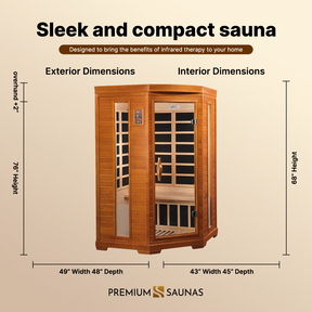Dynamic Heming Elite 2-person Corner Ultra Low EMF FAR Infrared Sauna - DYN-6225-02 Elite
