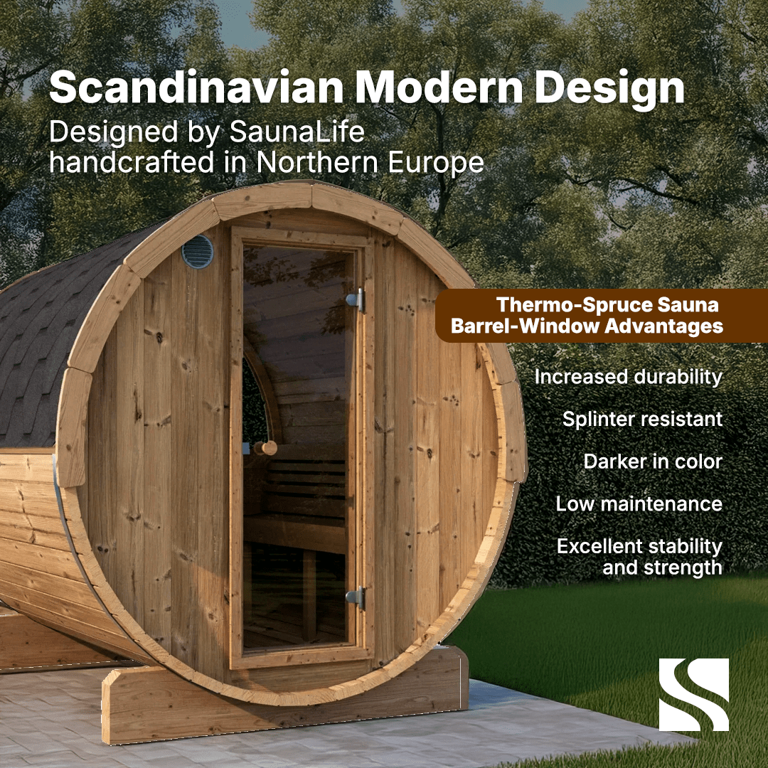 SaunaLife Model E8W 6 Person Sauna Barrel-Window